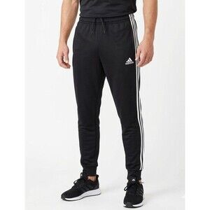 Adidas Aeroready Mens Pants Large Black 3-Stripe Joggers Gym Training EUC